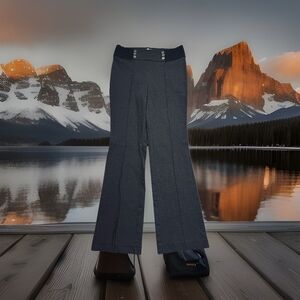 Anne Klein Ponte Knit Pull On Bootcut Pants S (30x30) Gray Pintuck Stretch Women